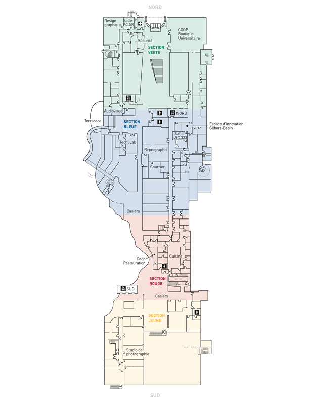 Plan du rez-de-chaussée de l'édifice Côte-Sainte-Catherine de HEC Montréal