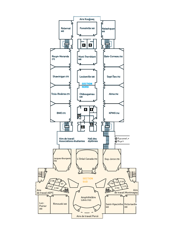 Plan du 3e étage de l'édifice Decelles
