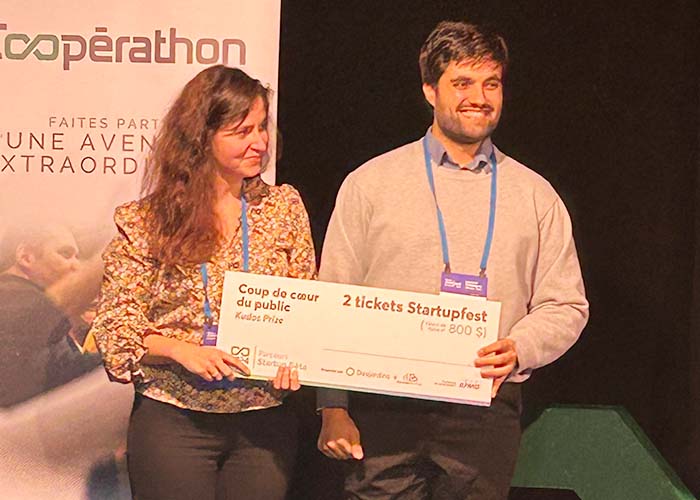 Elisa Groslier et Nicolas Iglesias, lors de la remise du Grand Prix Coopérathon 2024.